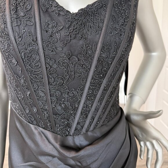 JOVANI 36402B Block Corset Off the Shoulder Long Black Prom Dress Size 6 NEW - Picture 4 of 8